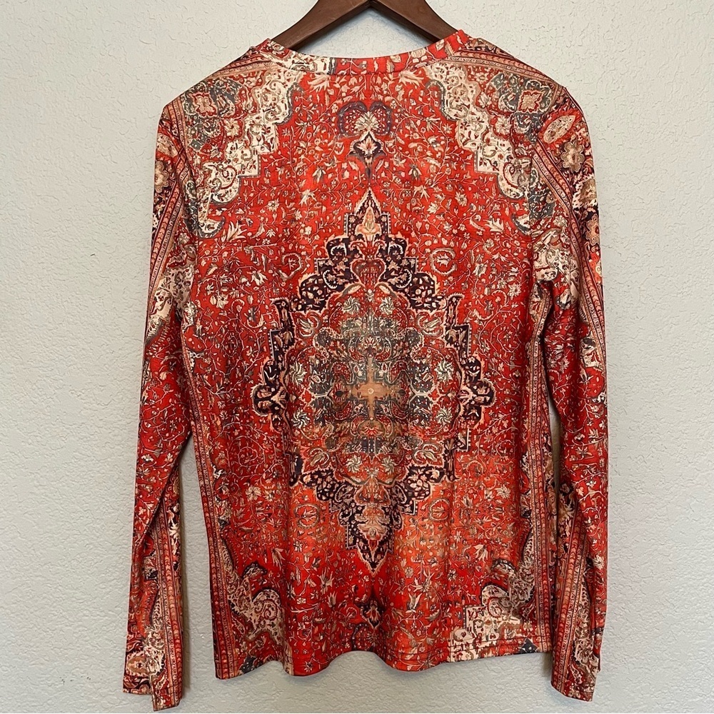 Noracora Colorful Patterned Boho Graphic Long Sleeve Top Women's Medium NWT - Picture 6 of 10